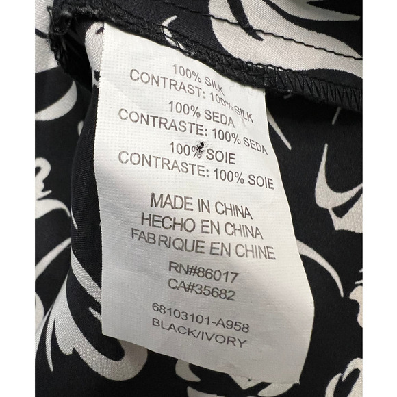 BeBe Black Floral Print Embellished Silk Tank Top, Size L - Picture 6 of 9